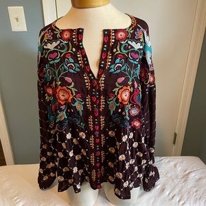 Johnny Was BRADY BUTTON DOWN BLOUSE, Size Small